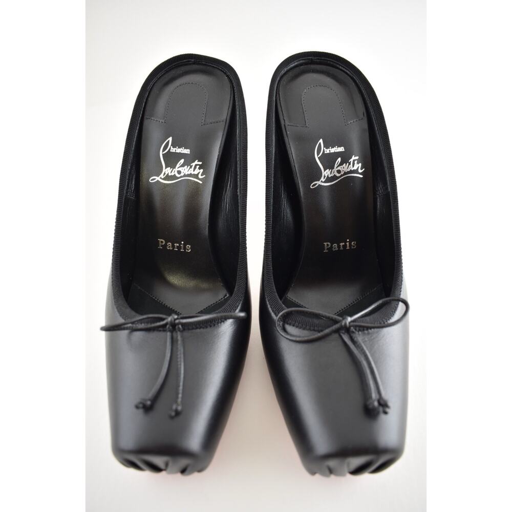Christian Louboutin Cassia Mule 100 Black Leather Ballet Slip On Heel Pump 37.5 - Picture 7 of 15